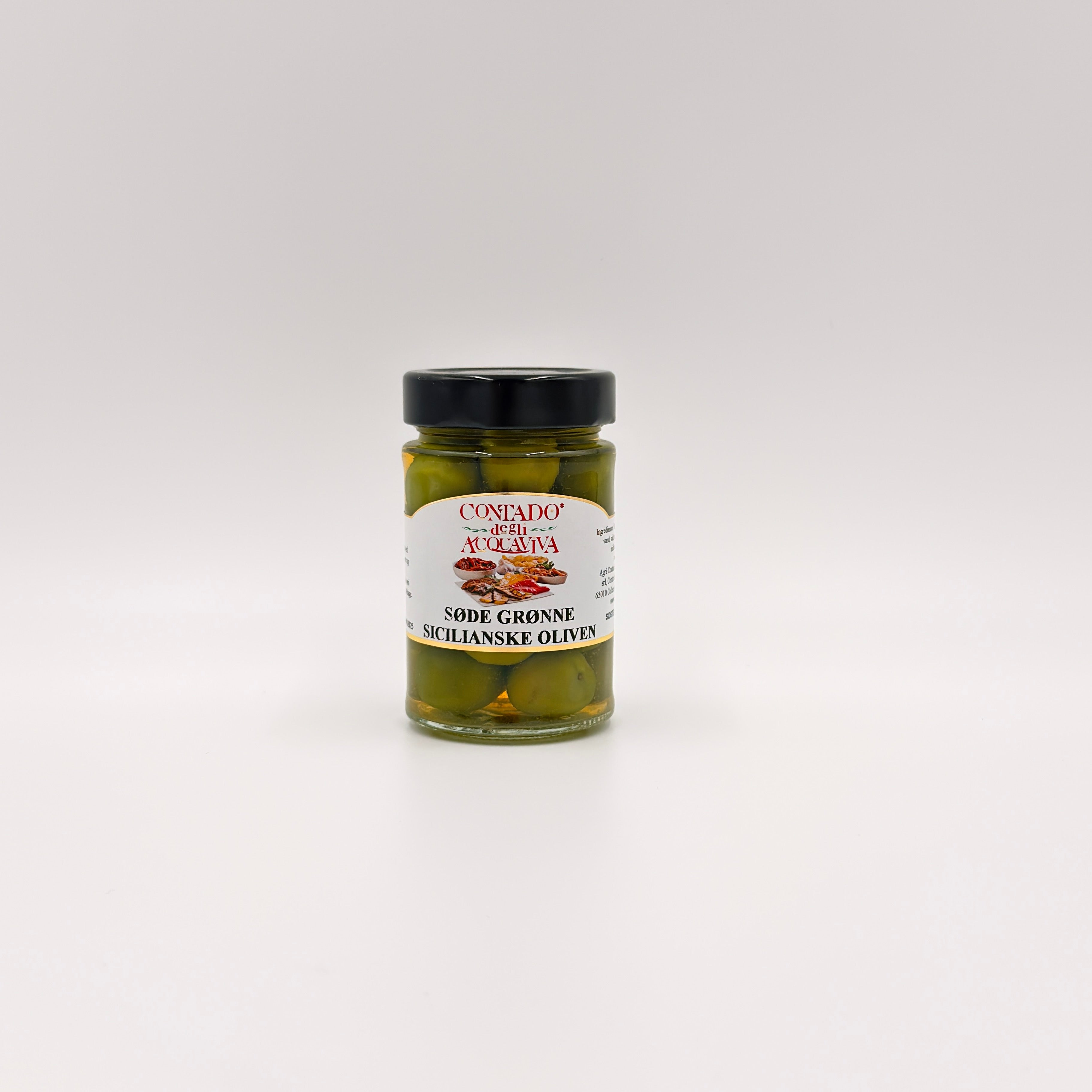 Grønne Sicilianske oliven ('Castelvetrano') Gourmet Glass